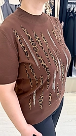 Leopar Taş Detaylı Triko