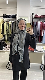 Su Yeşili Çiçek Detaylı Şal