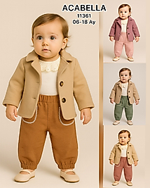 Kaşe Ceketli Pantolonlu Üçlü Takım