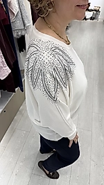 Omzu Taşlı Yarasa Kol Triko